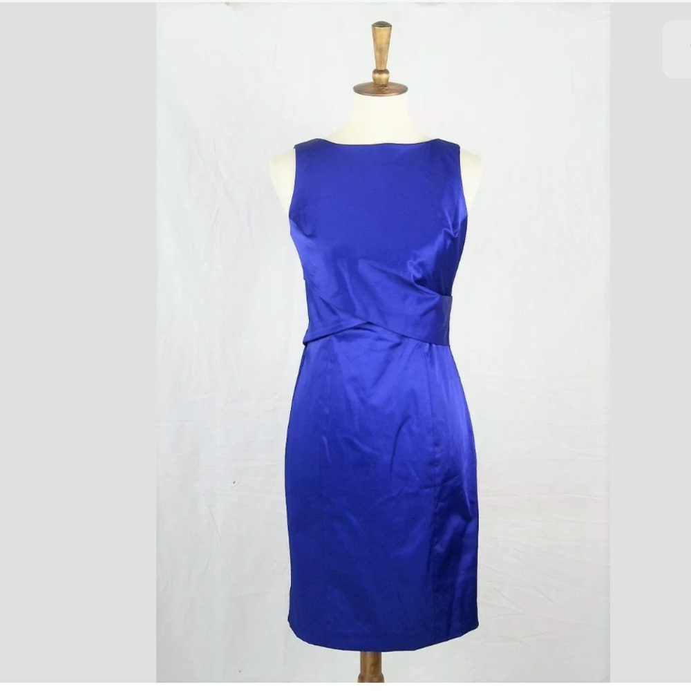 New Talbots Royal Blue Satin Stretch Sheath Dress